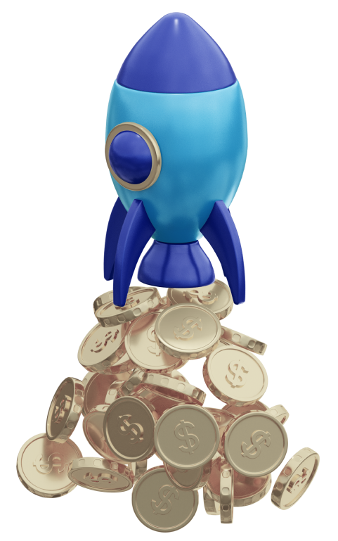 Rocket with dollars as a fuel to help your startup